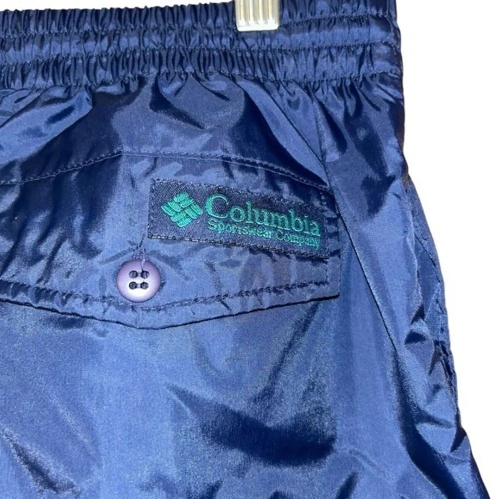 Columbia Women’s Vintage Nylon Track Pants Drawstring Zip Snap Ankle Large‎ Navy